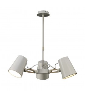 Ceiling Pendant 3 Light E27, Matt White, Beech - 1