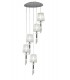 Ceiling Cluster Pendant 5+5 Light E27+G9 Spiral, Polished Chrome with White Shades & Clear Crystal - 1
