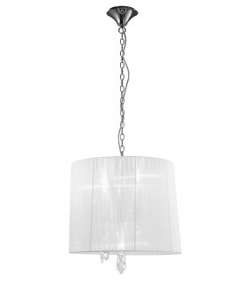Ceiling Pendant 3+3 Light E14+G9, Polished Chrome with White Shade & Clear Crystal - 1