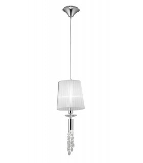 Ceiling Pendant 1+1 Light E27+G9, Polished Chrome with White Shade & Clear Crystal - 1