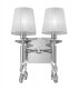 Wall Lamp Switched 2+2 Light E14+G9, Polished Chrome with White Shades & Clear Crystal - 1