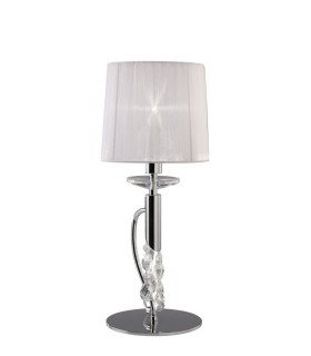 Table Lamp 1+1 Light E14+G9, Polished Chrome with White Shade & Clear Crystal - 1