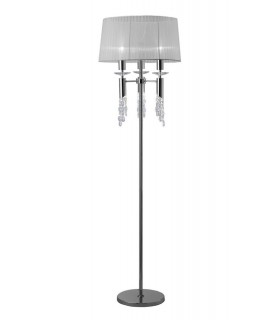 Floor Lamp 3+3 Light E27+G9, Polished Chrome with White Shade & Clear Crystal - 1