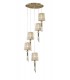 Ceiling Cluster Pendant 5+5 Light E27+G9 Spiral, Antique Brass with Soft Bronze Shades & Clear Crystal - 1