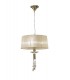 Ceiling Pendant 3+1 Light E27+G9, Antique Brass with Soft Bronze Shade & Clear Crystal - 1