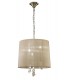 Ceiling Pendant 3+3 Light E14+G9, Antique Brass with Soft Bronze Shade & Clear Crystal - 1