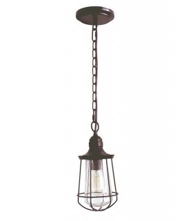 1 Light Small Ceiling Lantern Pendant Bronze, E27 - 1