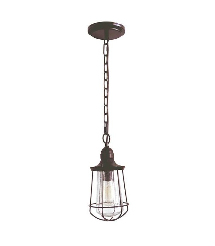 1 Light Small Ceiling Lantern Pendant Bronze, E27 - 1