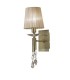 Wall Lamp Switched 1+1 Light E14+G9, Antique Brass with Soft Bronze Shade & Clear Crystal - 1