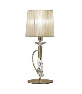 Table Lamp 1+1 Light E14+G9, Antique Brass with Soft Bronze Shade & Clear Crystal - 1