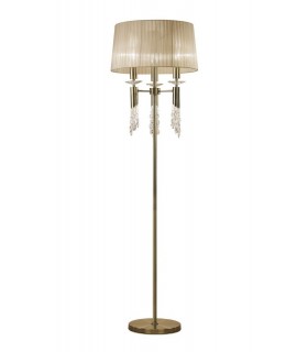 Floor Lamp 3+3 Light E27+G9, Antique Brass with Soft Bronze Shade & Clear Crystal - 1