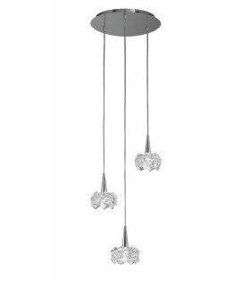 Ceiling Cluster Pendant 3 Light G9 Round, Polished Chrome - 1