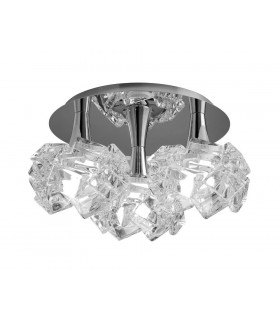 Flush Ceiling 3 Light E27 Round Large, Polished Chrome - 1