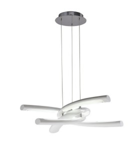 Ceiling Pendant 36W LED 3000K, 3600lm, Gloss White, White Acrylic, Polished Chrome - 1
