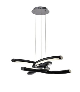 Ceiling Pendant 36W LED 3000K, 3600lm, Gloss Black, White Acrylic, Polished Chrome - 1