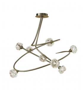 Semi Flush Ceiling 8 Light G9, Antique Brass - 1