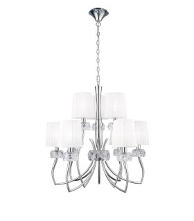 2 Tier Ceiling Pendant 6+3 Light E14, Polished Chrome with White Shades - 1