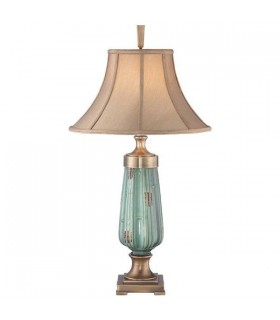 1 Light Table Lamp Ceramic, Green, Aged Brass, E27 - 1
