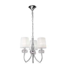 Ceiling Pendant 3 Light E14, Polished Chrome with White Shades - 1