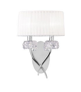 Wall Lamp 2 Light E14, Polished Chrome with White Shade - 1