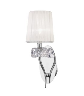 Wall Lamp Switched 2 Light E14, Antique Brass with White Shade - 1