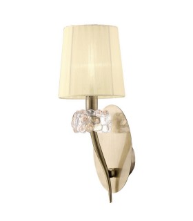 Wall Lamp Switched 1 Light E14, Antique Brass with Cream Shade - 1