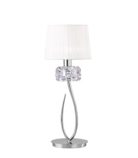 Table Lamp 1 Light E27 Large, Polished Chrome with White Shade - 1