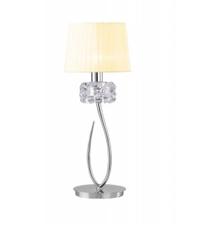 Table Lamp 1 Light E27 Large, Polished Chrome with Cream Shade - 1