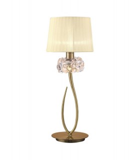 Table Lamp 1 Light E27 Large, Antique Brass with Cream Shade - 1