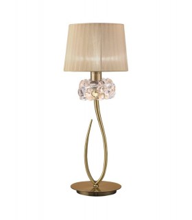 Table Lamp 1 Light E27 Large, Antique Brass with Soft Bronze Shade - 1