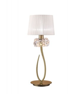 Table Lamp 1 Light E27 Large, Antique Brass with White Shade - 1