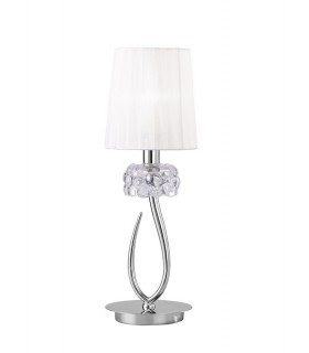Table Lamp 1 Light E14 Small, Polished Chrome with White Shade - 1