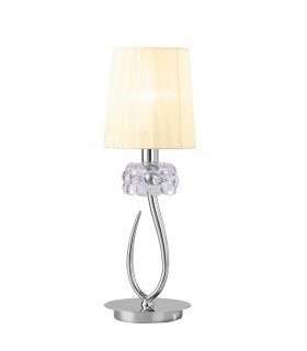 Table Lamp 1 Light E14 Small, Polished Chrome with Cream Shade - 1
