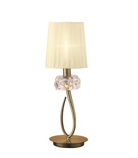 Table Lamp 1 Light E14 Small, Antique Brass with Cream Shade - 1