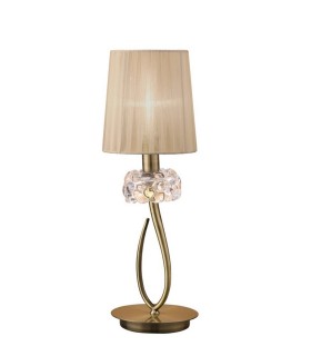 Table Lamp 1 Light E14 Small, Antique Brass with Soft Bronze Shade - 1