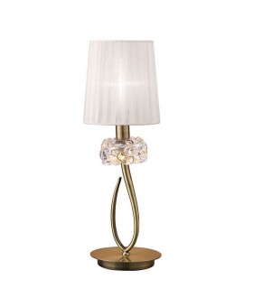 Table Lamp 1 Light E14 Small, Antique Brass with White Shade - 1