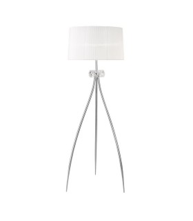 Floor Lamp 3 Light E27, Polished Chrome with White Shade - 1