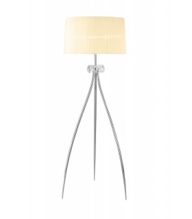 Floor Lamp 3 Light E27, Polished Chrome with White Shade - 1