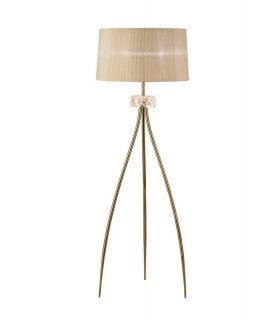 Floor Lamp 3 Light E27, Antique Brass with Soft Bronze Shade - 1