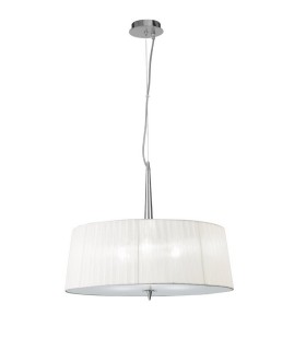 Cylindrical Ceiling Pendant 3 Light E27, Polished Chrome with White Shade - 1