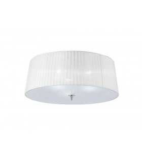 Flush Ceiling 3 Light E27, Polished Chrome with White Shade - 1