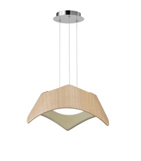 Ceiling Pendant 3 Light E27, Beech, Polished Chrome - 1