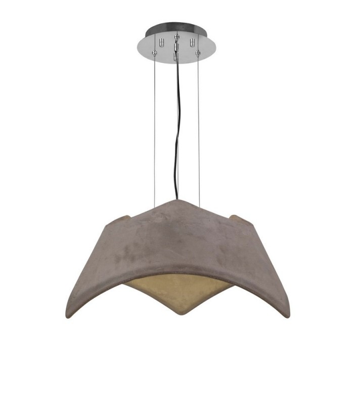 Ceiling Pendant 3 Light E27, Cement Effect, Polished Chrome - 1