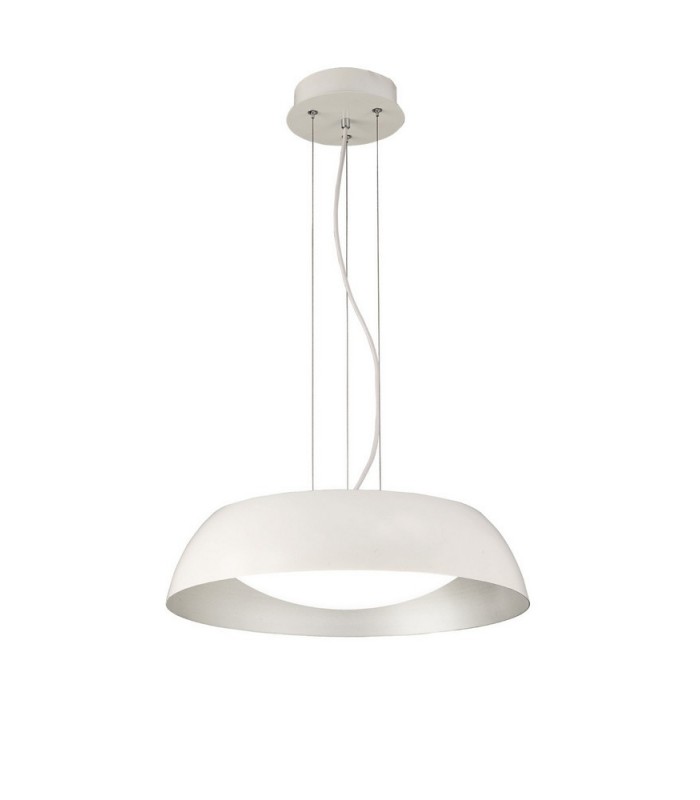 Ceiling Pendant Small, 3 Light E27 Max 20W, 45cm, Matt White, Silver, White Acrylic - 1