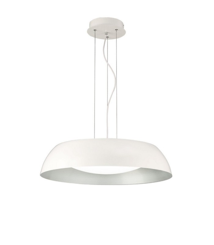 Ceiling Pendant Large, 5 Light E27 Max 20W, 60cm, Matt White, Silver, White Acrylic - 1