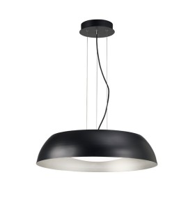 Ceiling Pendant Large, 5 Light E27 Max 20W, 60cm, Matt Black, Silver, White Acrylic - 1