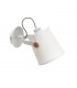 Wall Lamp with White Shade 1 Light E27, Matt White, Beech with Ivory White Shade - 1