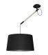Multi Position Ceiling Pendant with Black Shade 1 Light E27, Matt Black, Beech with Black Shade - 1