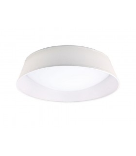 Flush Ceiling, 5 Light E27, Cylindrical 60cm, White Acrylic with Ivory White Shade - 1
