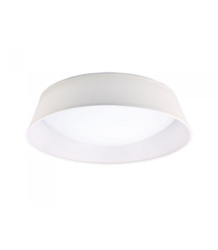 Flush Ceiling, 5 Light E27, Cylindrical 60cm, White Acrylic with Ivory White Shade - 1